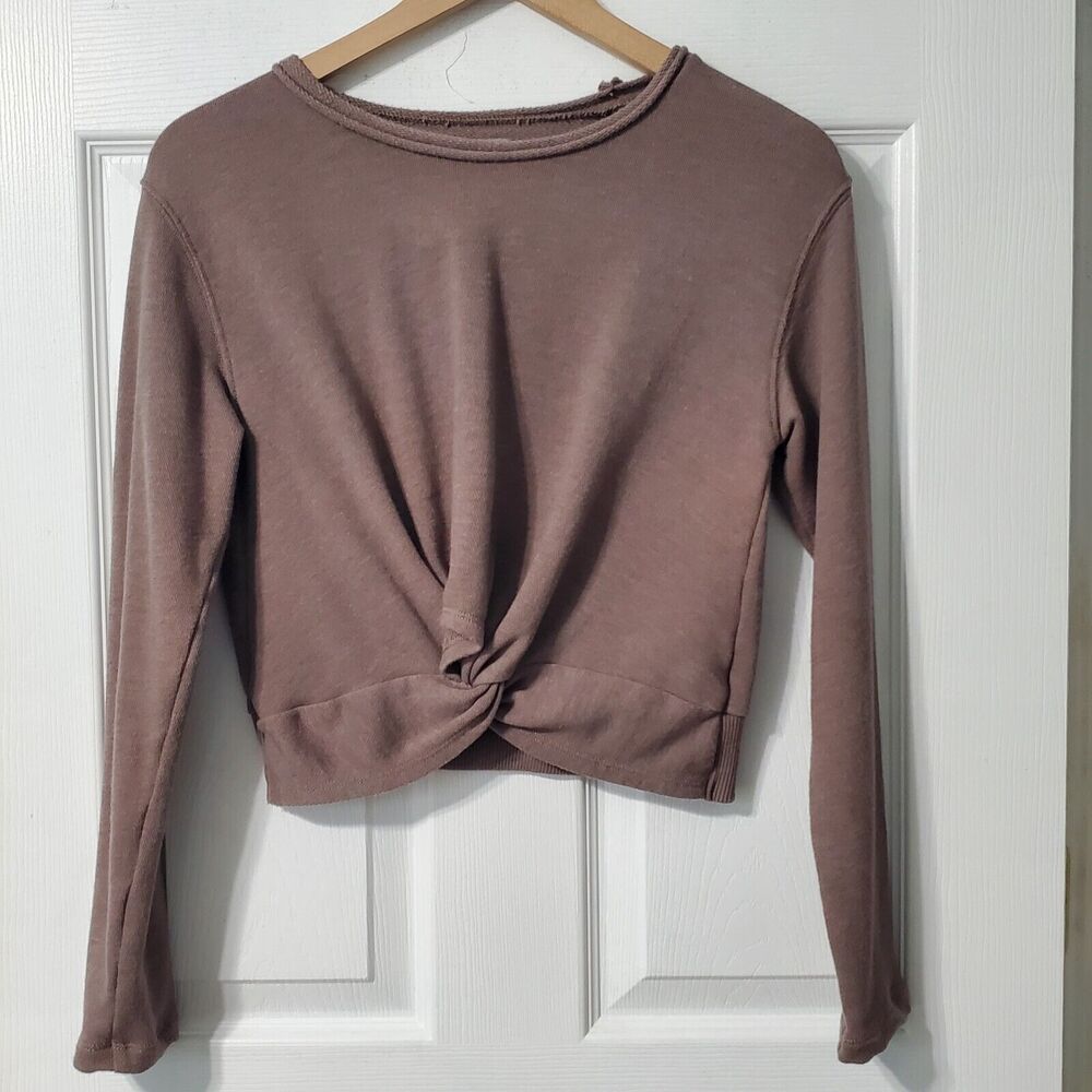 Arie american eagle womens tops small knotted cropped sweatshirt brown purple
